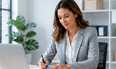 An accountant signing a state annual report filing