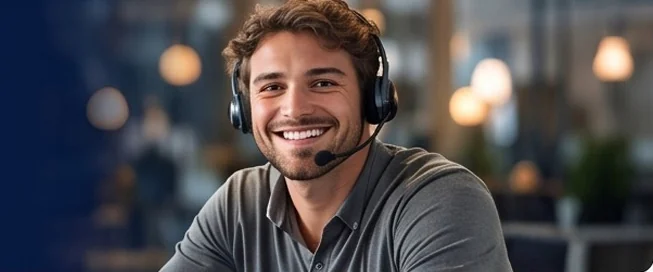 An In50States support specialist taking a client call